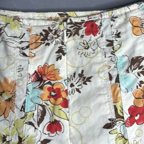 Cabi Red and Brown Floral A-Line Knee Length Skirt Zippered Back Size 4 - Picture 5 of 8